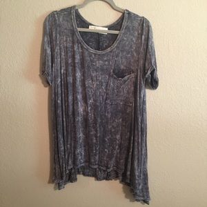 Vintage Havana drape acid washed indigo t shirt